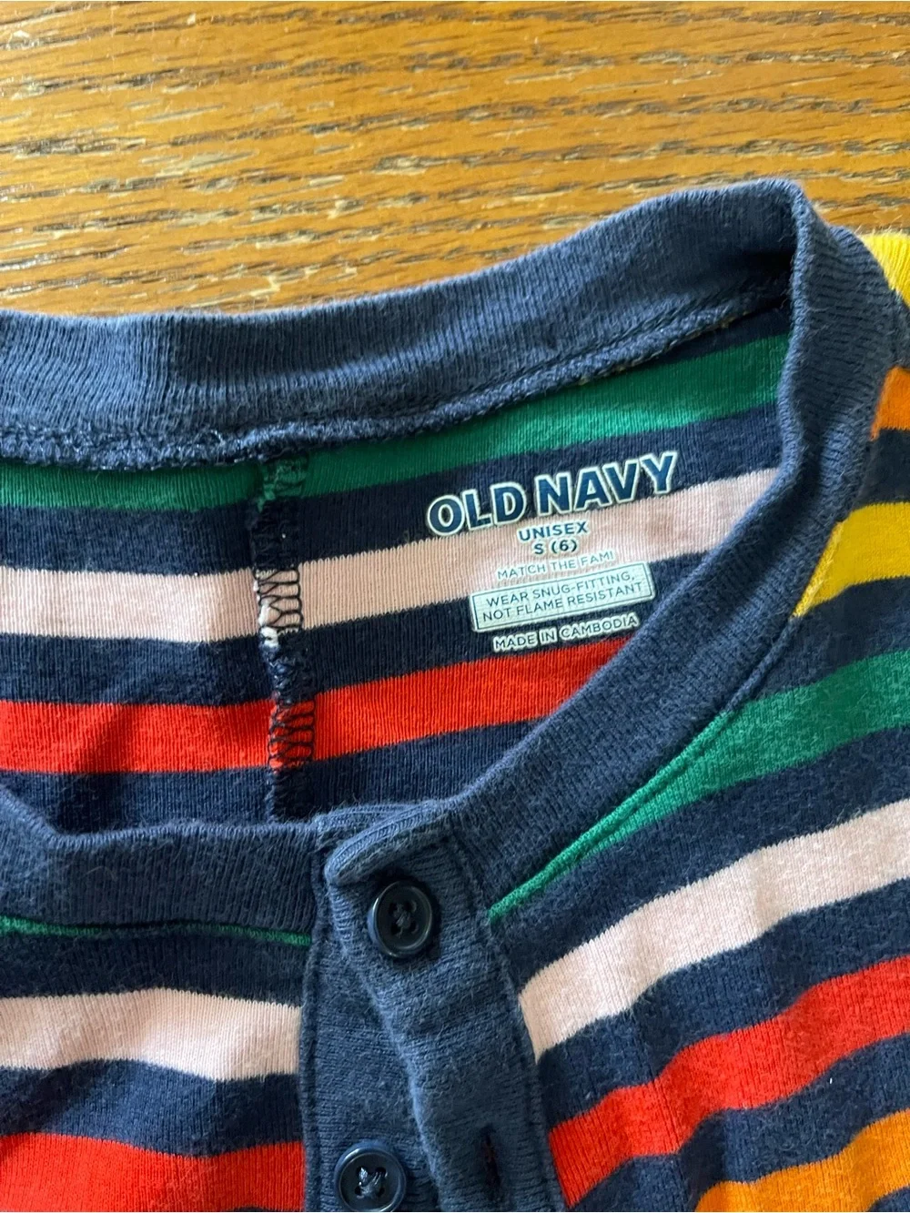 Old Navy Multicolor Stripe Footed One-Piece with Navy Trim
